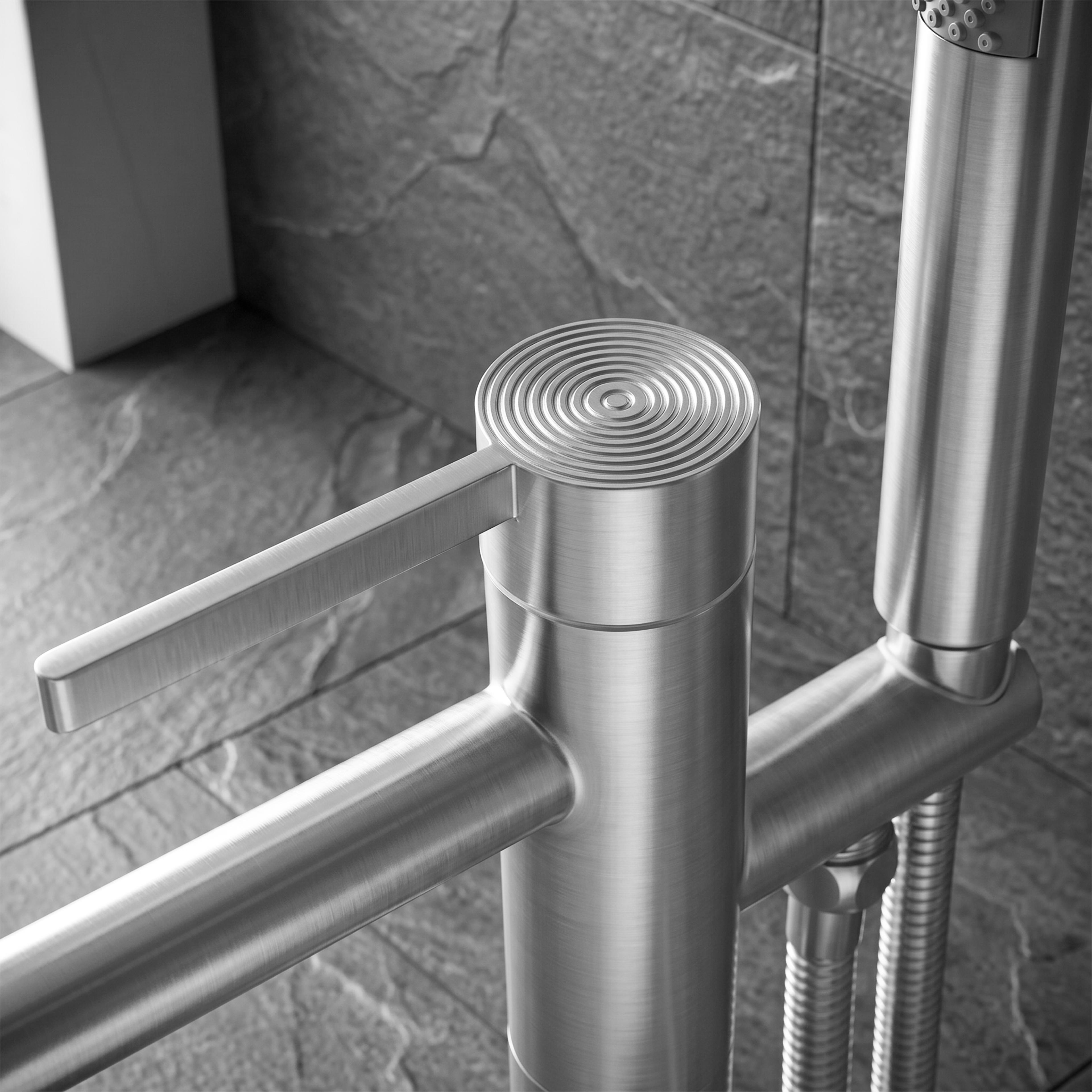 Bateria wannowa podłogowa Rea Foster Nikiel Szczotkowany