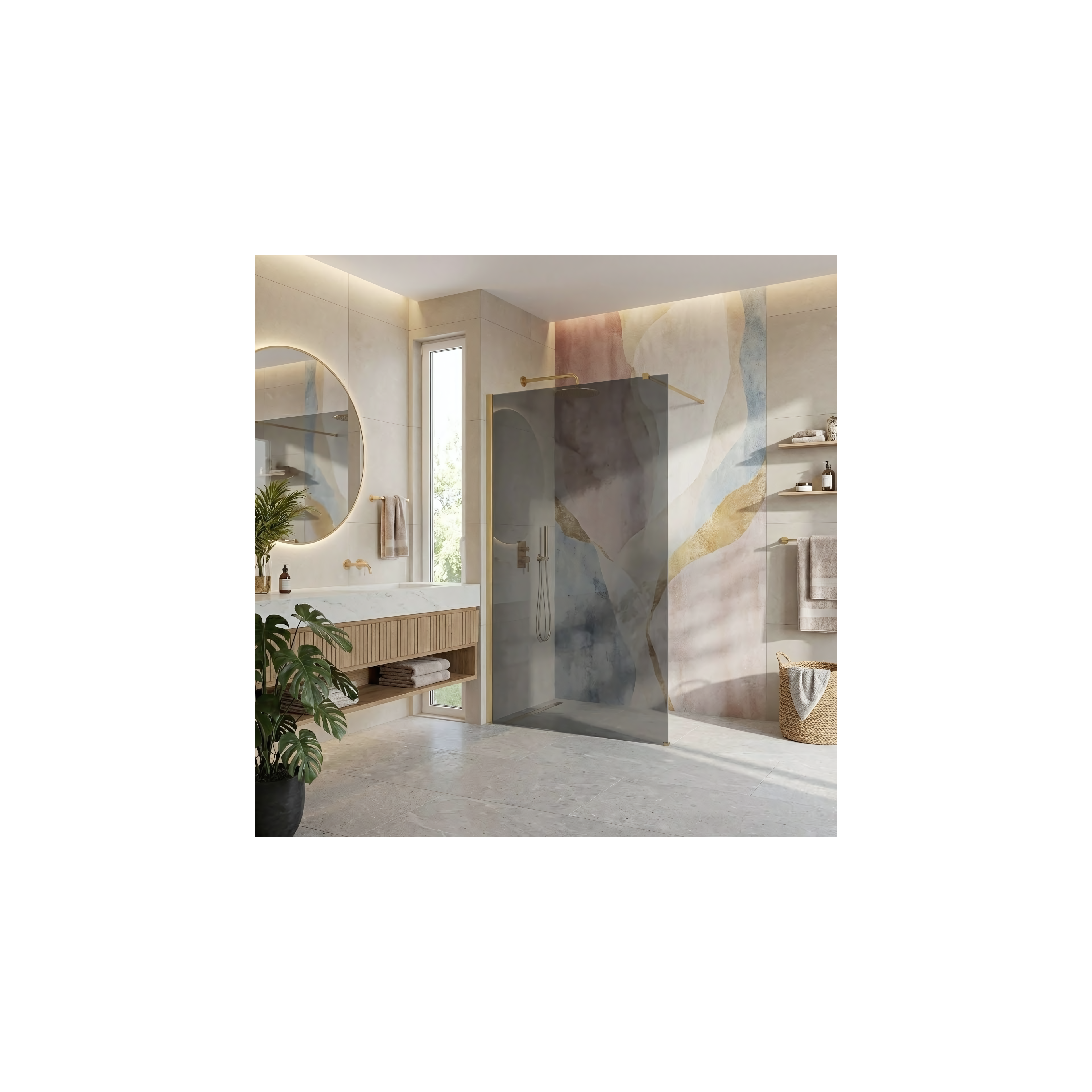 Paroi de douche Rea Flexi Grey / Brush Gold 130
