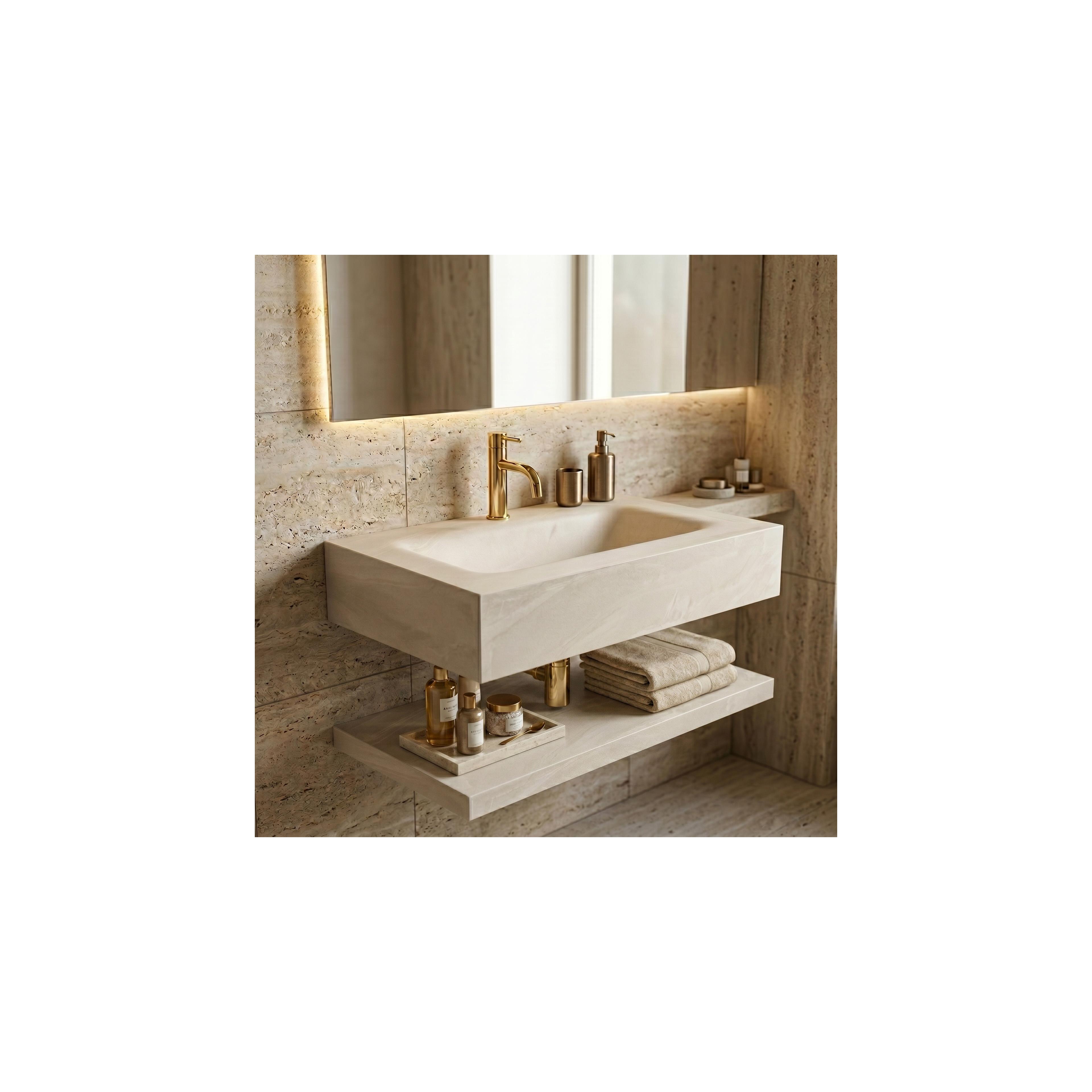 Wandwaschbecken mit Ablage Rea Apollo Gran Cloud Sky 80