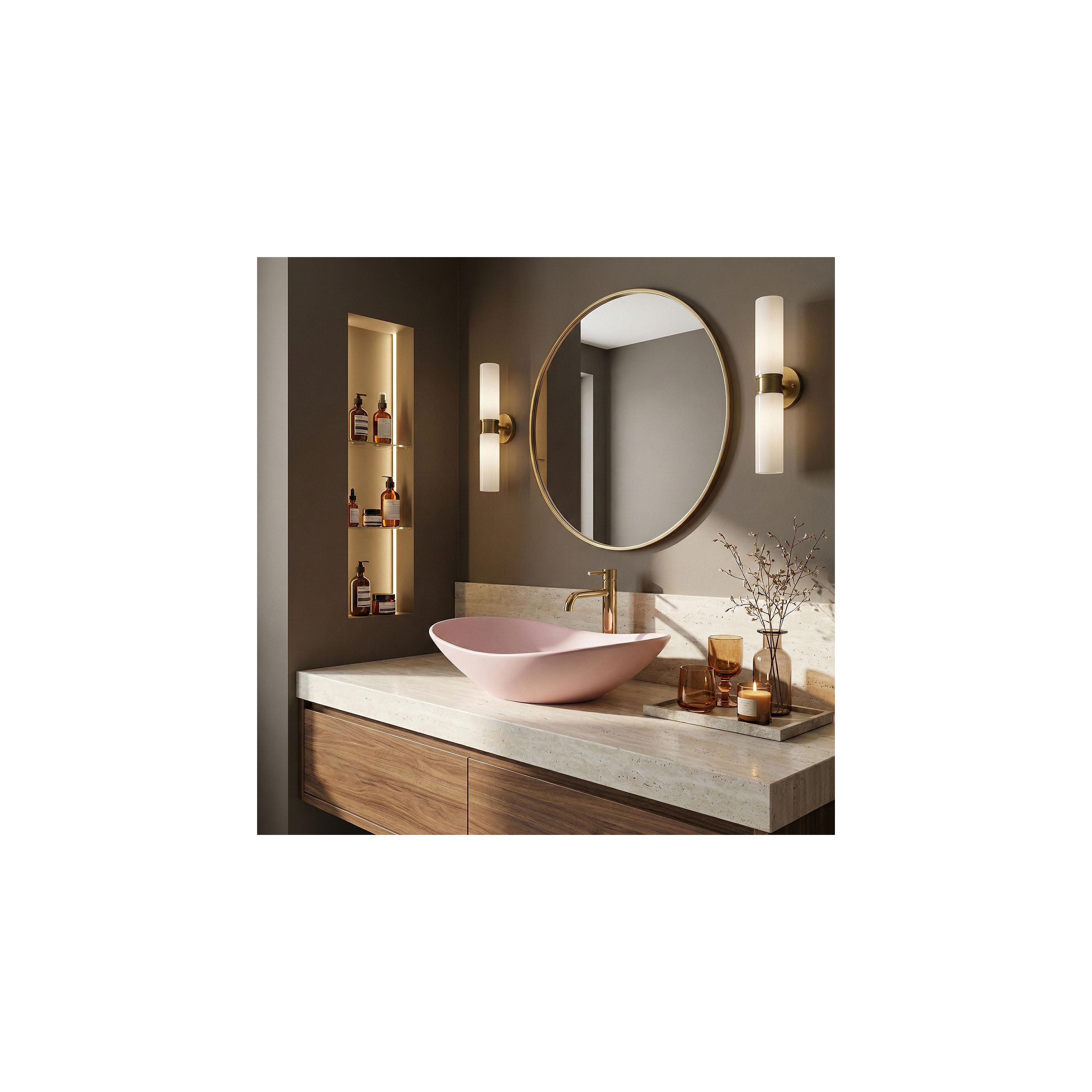 Umywalka nablatowa Rea Royal Powder Pink Matt