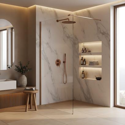 Kabina prysznicowa Walk-In Rea Flexi Transparent / Brush Copper 130