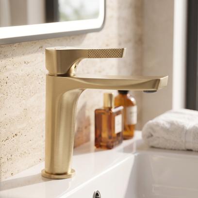 Robinet de lavabo PREMIUM Rea Maxim Brush Gold Low