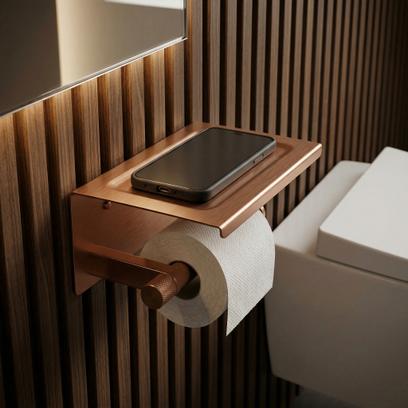 WC-papír tartó polccal 39105A ORI Brush Copper