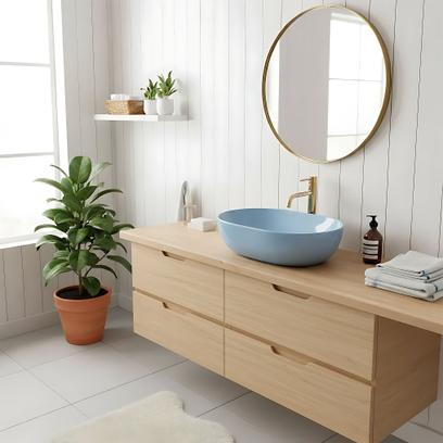 Lavabo sobre encimera Rea LISA L.BLUE SHINY