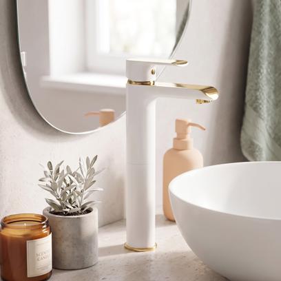 Robinet de lavabo REA Bloom white gold High