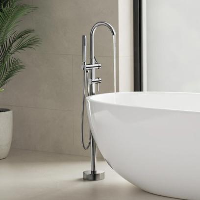 Baterie pentru cada Rea Lungo Ortis Crom freestanding Chrome