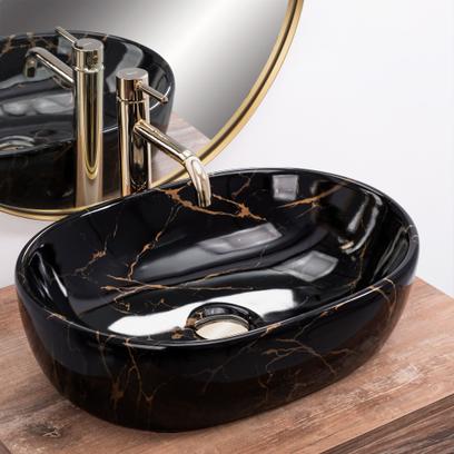 Lavabo sobre encimera Rea Amelia Black Marble shiny