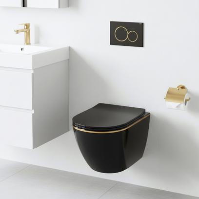Vas WC suspendabil Rea Carlo Mini Tornado Black Gold Egde