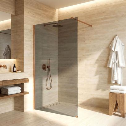 Kabina prysznicowa Walk-In Rea Flexi Grey / Brush Copper 80
