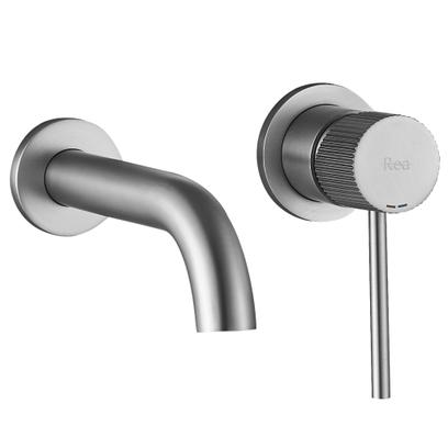 Rubinetto da parete Rea  Lungo Stripe Brush Nickel