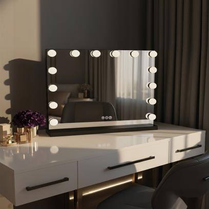 LED seinapeegel HOLLYWOOD Black