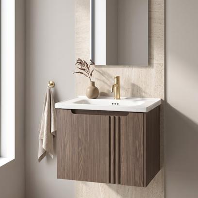 Έπιπλο μπάνιου με νιπτήρα Rea Rivo DB86-60L-1 Dark 60cm