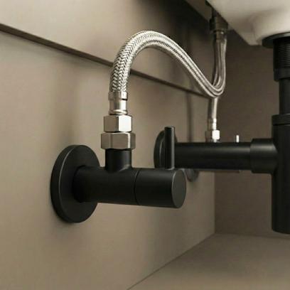 Angle valve 1/2" x 3/8" Black