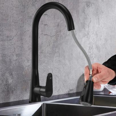 Baterie bucătărie Rea Mild negru mat Dus Extractibil