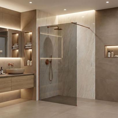 Kabina prysznicowa Walk-In Rea Flexi Grey / Brush Copper 140