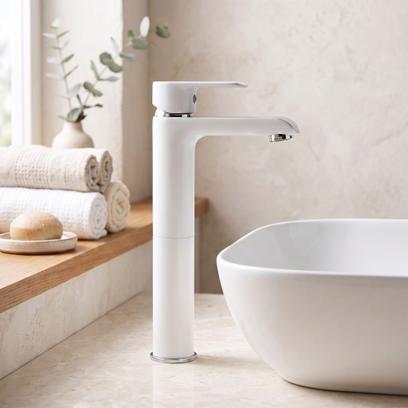 Robinet de lavabo REA Bloom White Chrom high