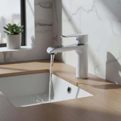 Baterie pentru baie REA Bloom White Chrom Low