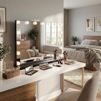 LED seinapeegel HOLLYWOOD Black 80x60