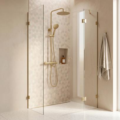 Rea Lungo Diamond Gold Brush dušas komplekts ar termostatu