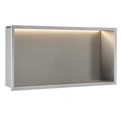 Süllyesztett fürdőszobai polc LED 30x60 steel brush