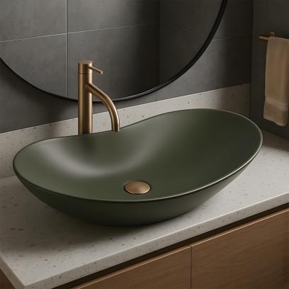 Lavabo sobre encimera Rea Royal Olive Matt