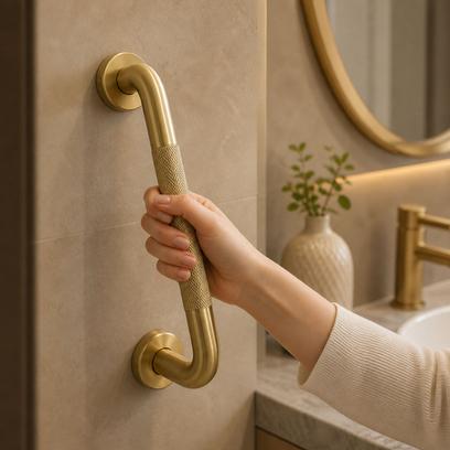 Прямий поручень для ванної Brush Gold