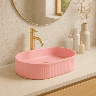 Lavabo sobre encimera Rea Vanda Bubble Gum Matt