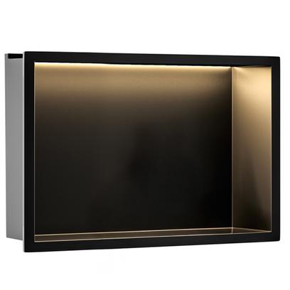 Süllyesztett fürdőszobai polc LED 30x45 black