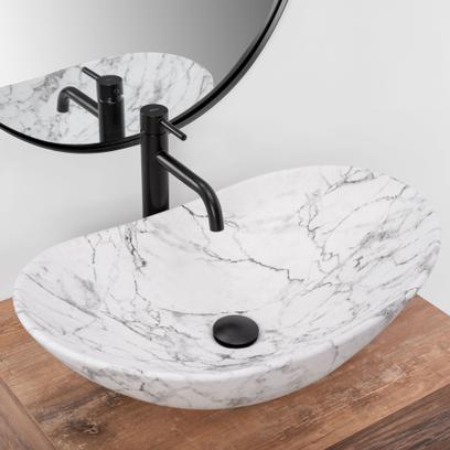 Lavabo sobre encimera Rea Royal 60 Statuario Marble Matt