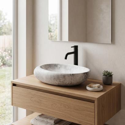 Lavoar pentru blat Rea Roxy C Stone L.GREY