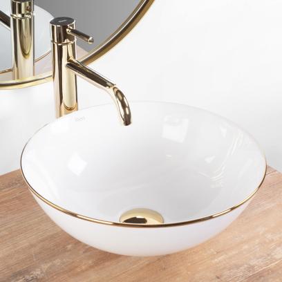 Lavabo sobre encimera Stella Blanco gold edge