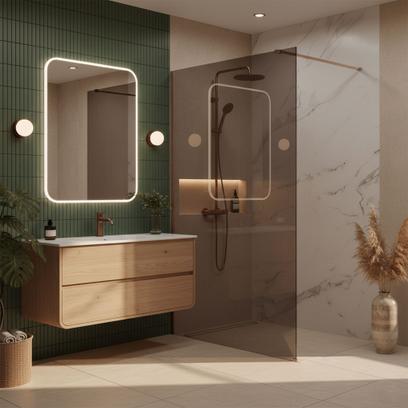 Kabina prysznicowa Walk-In Rea Flexi Brown / Brush Copper 140