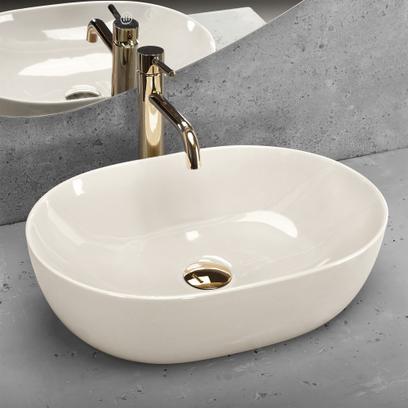 Lavabo sobre encimera Rea LISA ECRU SHINY
