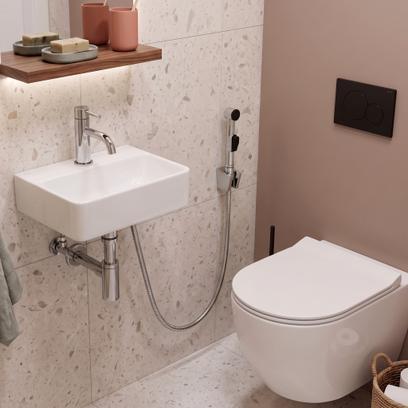Washbasin faucet with bidetta Rea Lungo Chrome