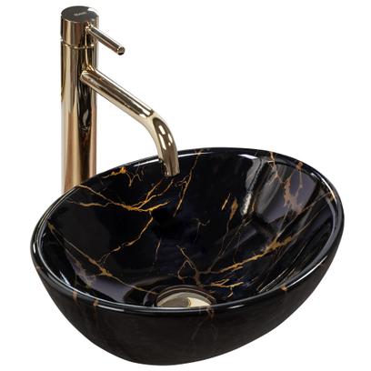 Lavabo sobre encimera Rea Sofia Mini Black Marble Shiny