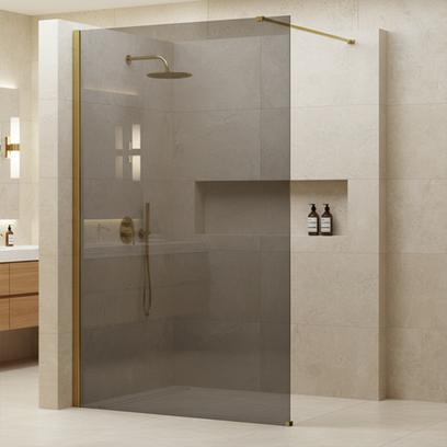Parete doccia Rea Flexi Grey / Gold 80