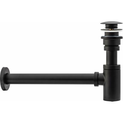 Rea Black Matt univerzális mosdószifon click-clack leeresztő szeleppel