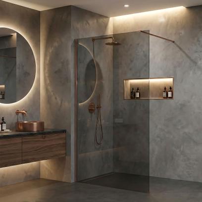 Kabina prysznicowa Walk-In Rea Flexi Grey / Brush Copper 120