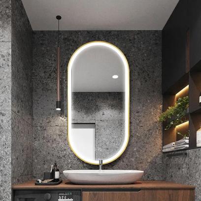Espejo LED OVL 50x100cm Brush Gold