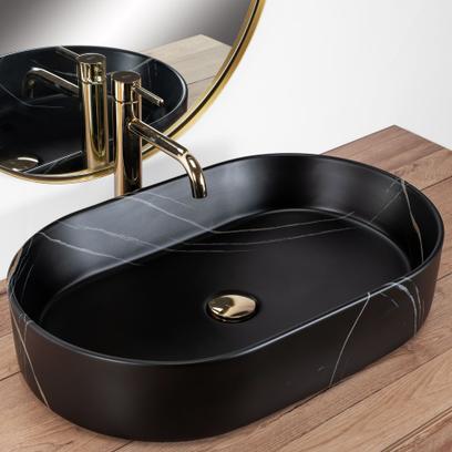 Lavabo sobre encimera Rea Nadia Stone Black Matt