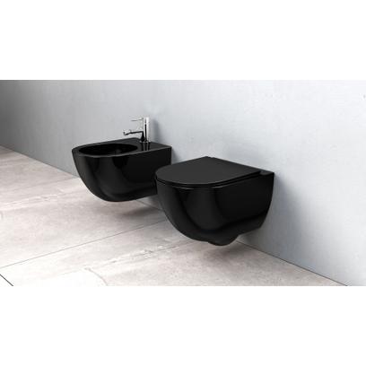 Vas WC suspendabil Rea Carlo Mini Rimless Flat negru