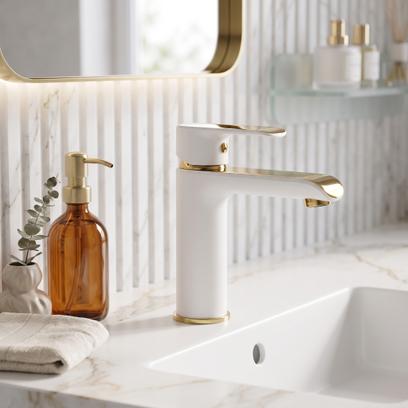 Robinet de lavabo REA Bloom White Gold Low