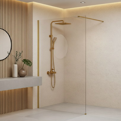 Zuhanyfal Rea Flexi Transparent / Brush Gold 110