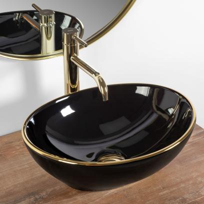 Lavabo sobre encimera Rea Sofia Black Gold Edge