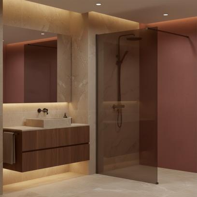 Kabina prysznicowa Walk-In Rea Flexi Brown / Tytan 80
