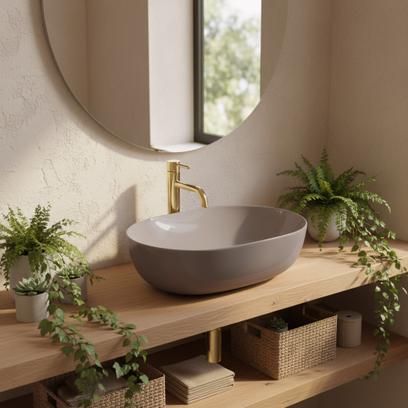 Lavabo sobre encimera Rea Lisa Beige Shiny