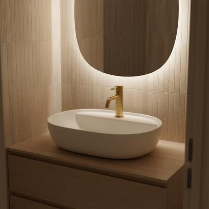Lavabo de sobremesa REA Aura 51 White Matt