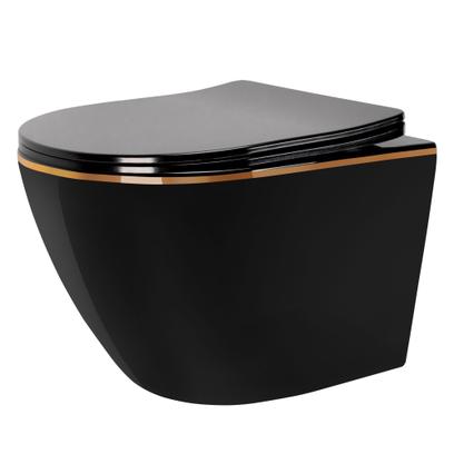Vas WC suspendabil Rea Carlo Mini Tornado Black Gold Egde