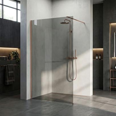 Kabina prysznicowa Walk-In Rea Flexi Grey / Brush Copper 90
