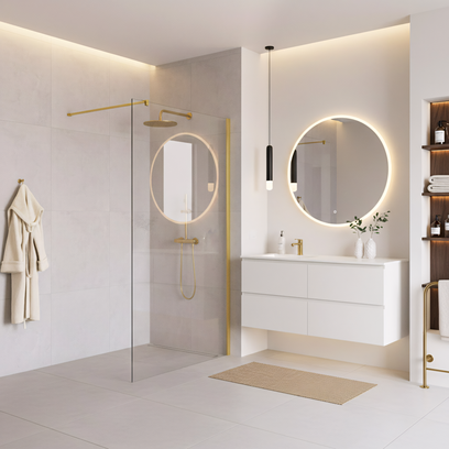 Parete doccia Rea Flexi Transparent / Gold 110